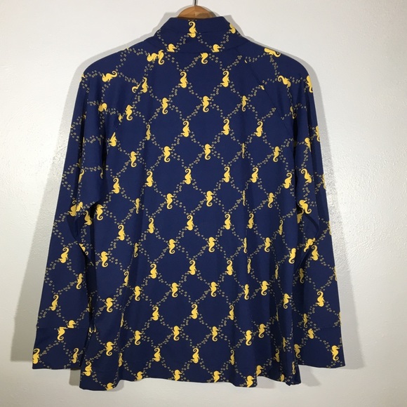 Seahorse Novelty Print Jacket Navy Gold UPF 50 - L - Picture 12 of 16